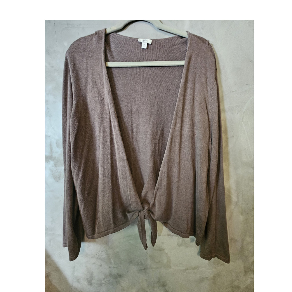 J.Jill Womens Lightweight Open Front Tie Knit Cardigan Sweater Silk/Cotton XL